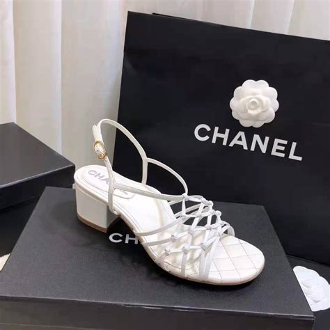 chanel white high heels